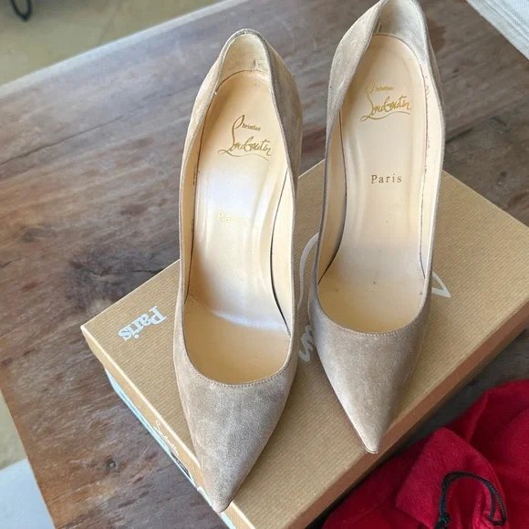 Christian Louboutin Beige Suede Heels